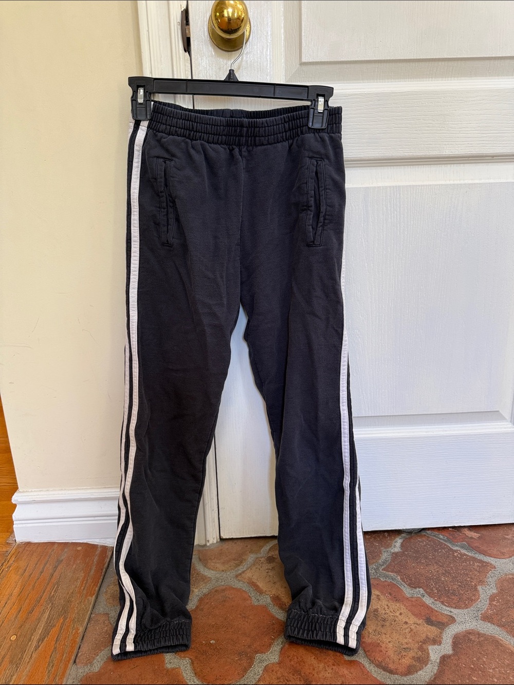 Brandy Melville Black Sweat Joggers with White Side Stripes